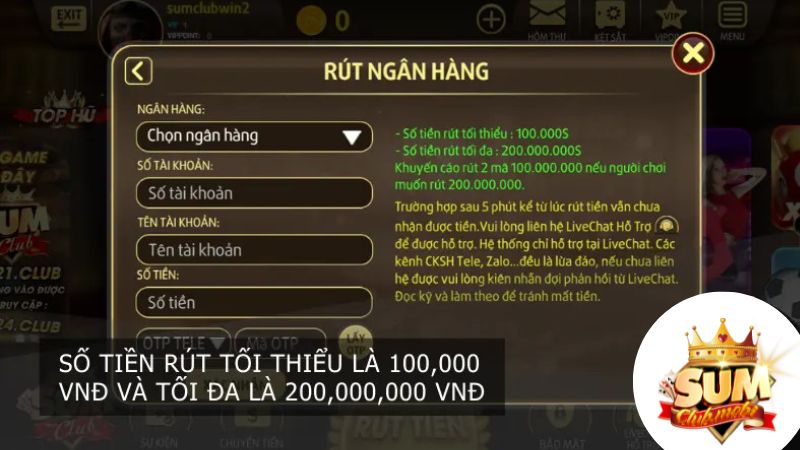 Các thao tác rút tiền thông qua ngân hàng 