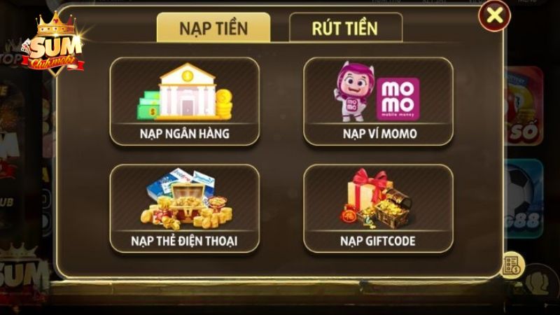 Nạp, rút tiền tại Sumclub rất đơn giản 